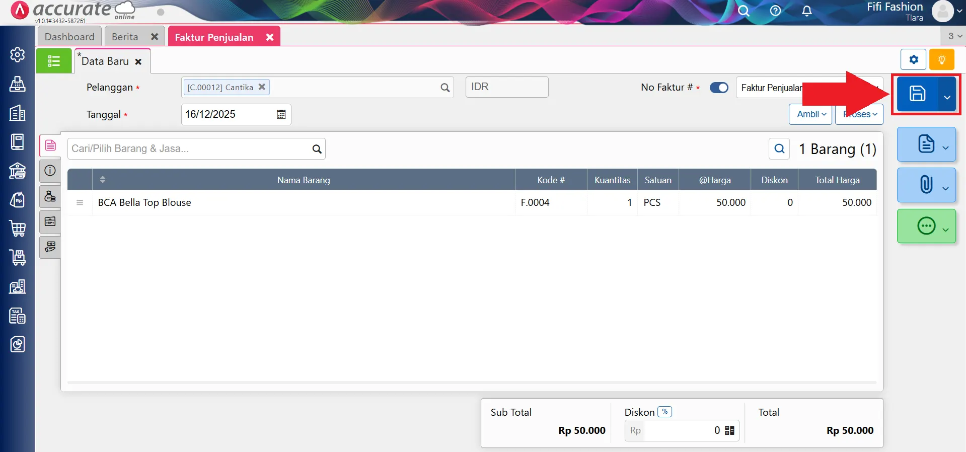 Membuat Faktur Penjualan dari Faktur Pembelian